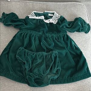 Nordstrom Green Velvet Kids Dress with Bloomers